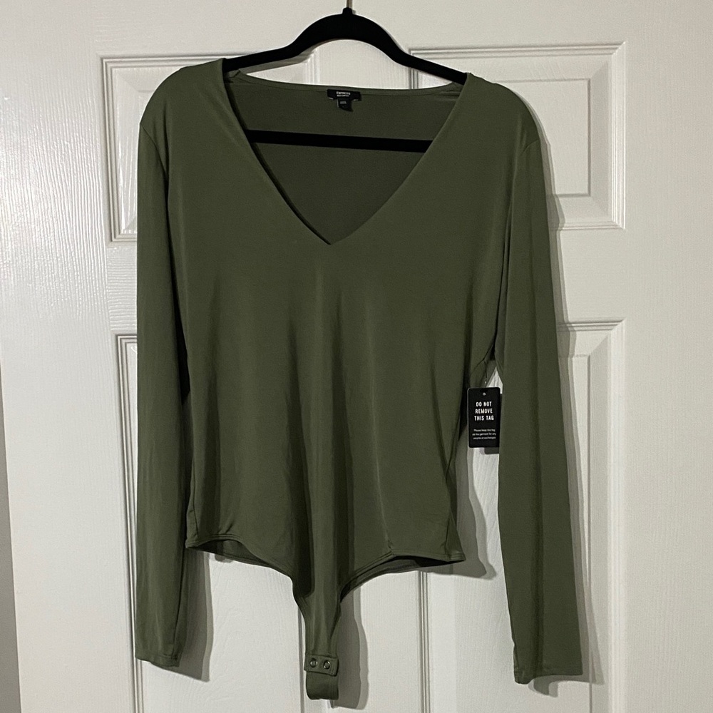 Express Olive Long Sleeve Bodysuit